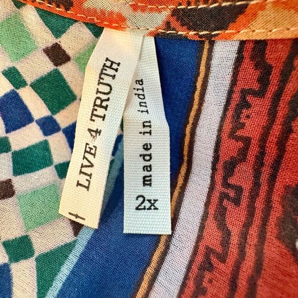 Live 4 Truth Multicolor Ethnic Boho Geometric Semi Sheer Poncho Festival - Picture 10 of 10